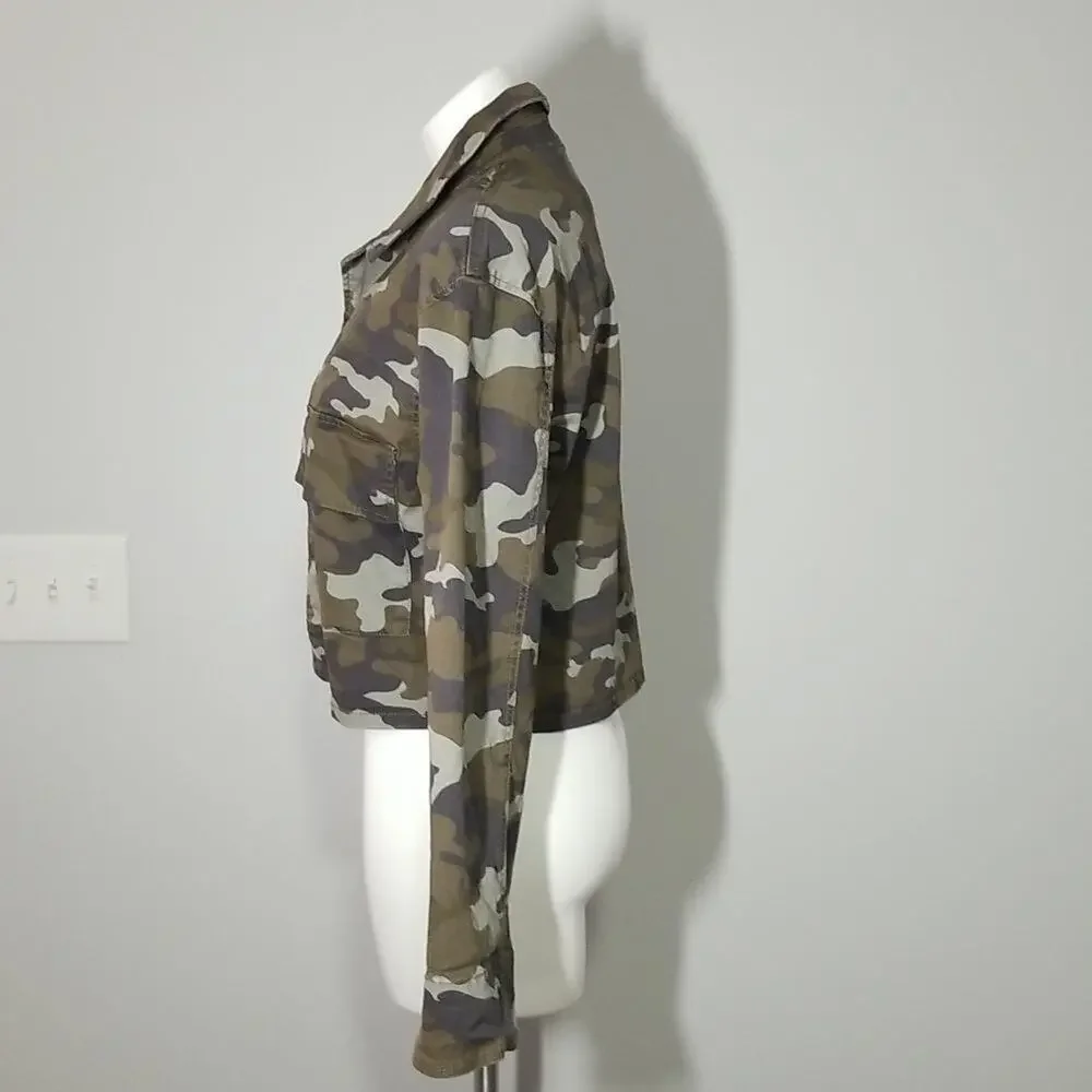 Express Camo Cropped Jacket Women's XS/S NWT Military Green Full Zip